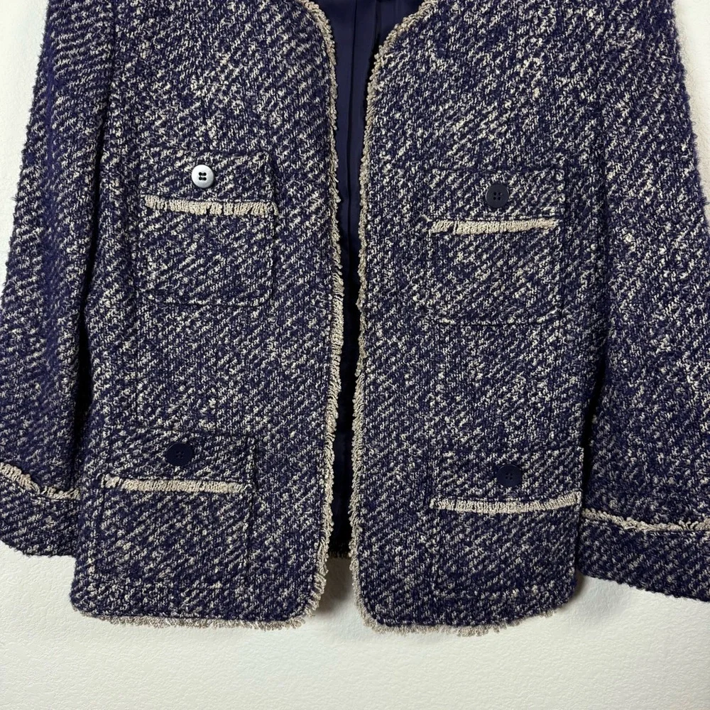 NWT Talbots Tweed Open Front Wool/Mohair/Alpaca in Purple Size 4
